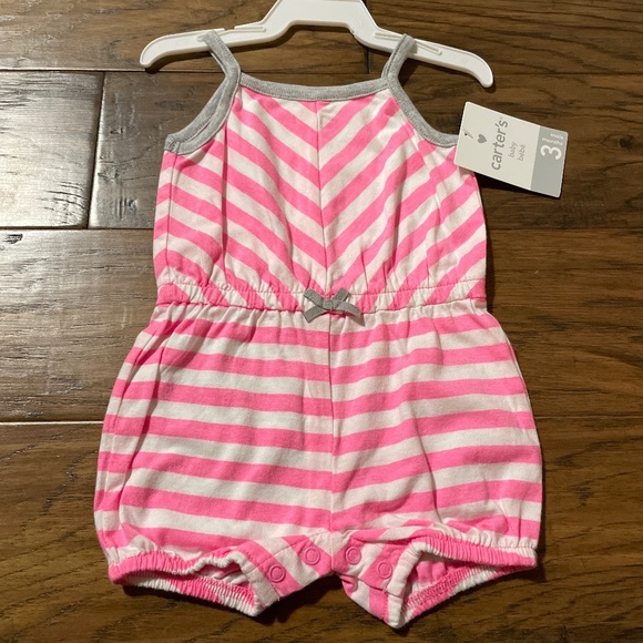 New Carter’s romper striped chevron pink size 3 months - Picture 1 of 6